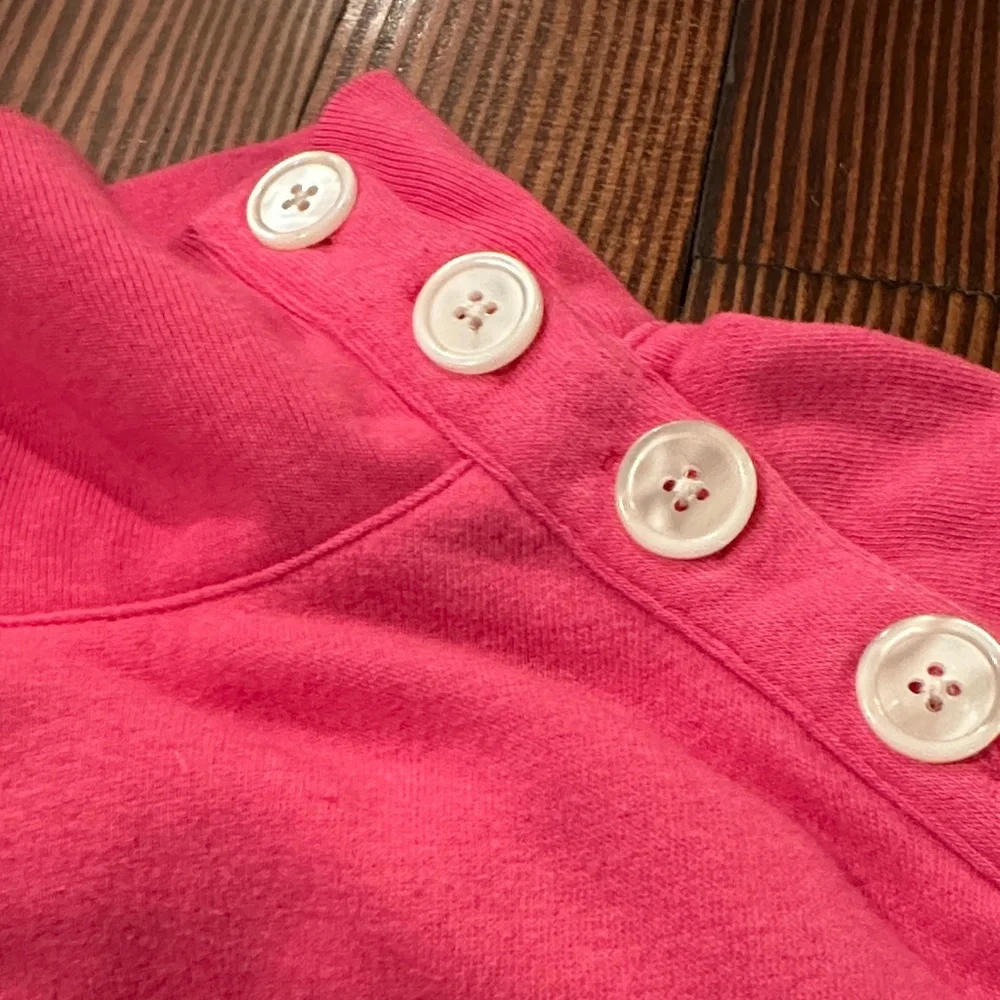 J. Crew Vibrant Pink Wide button-collar pullover sweatshirt in cloudspun fleece